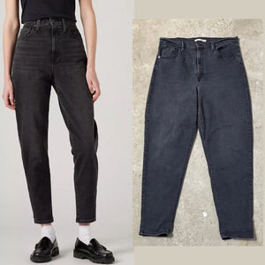 Levi's High Rise Mom Jeans Women’s Size 33 Black Zipper Fly Tapered Leg